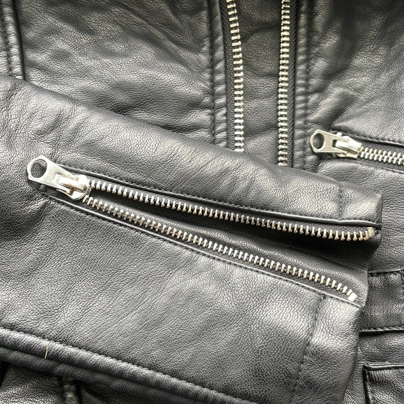 Miss Selfridge Black Faux Leather Biker Jacket size 0 - Picture 12 of 12